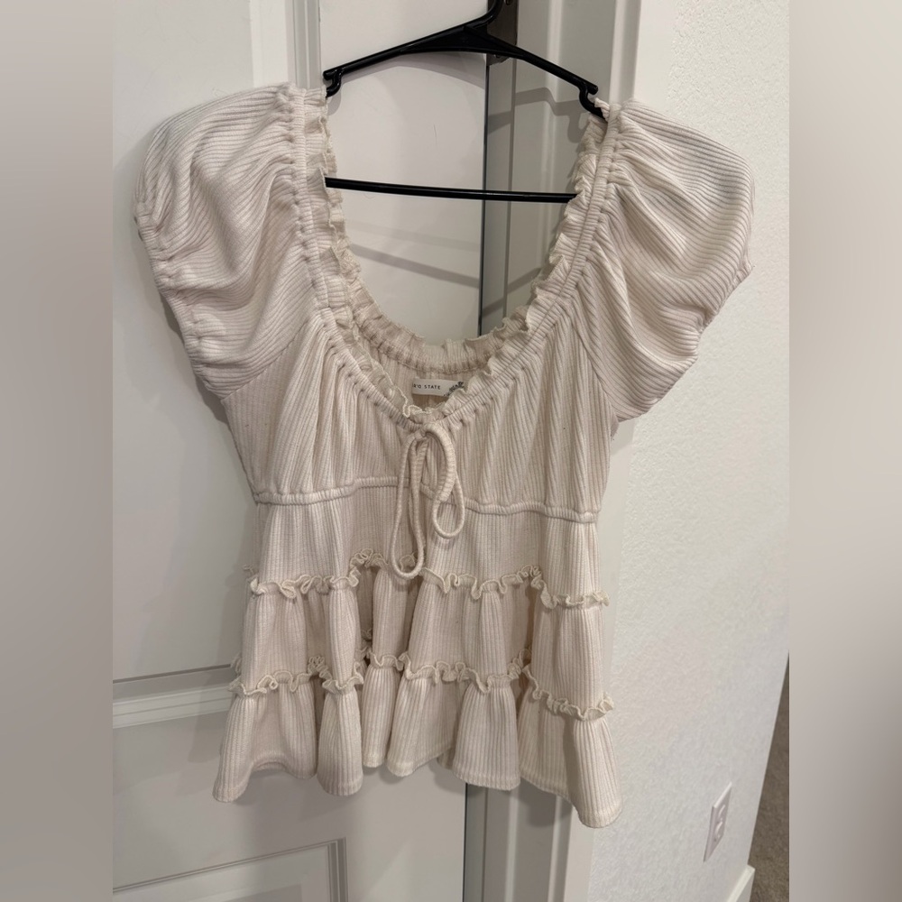 Altar'd State Cream Ruffled Blouse